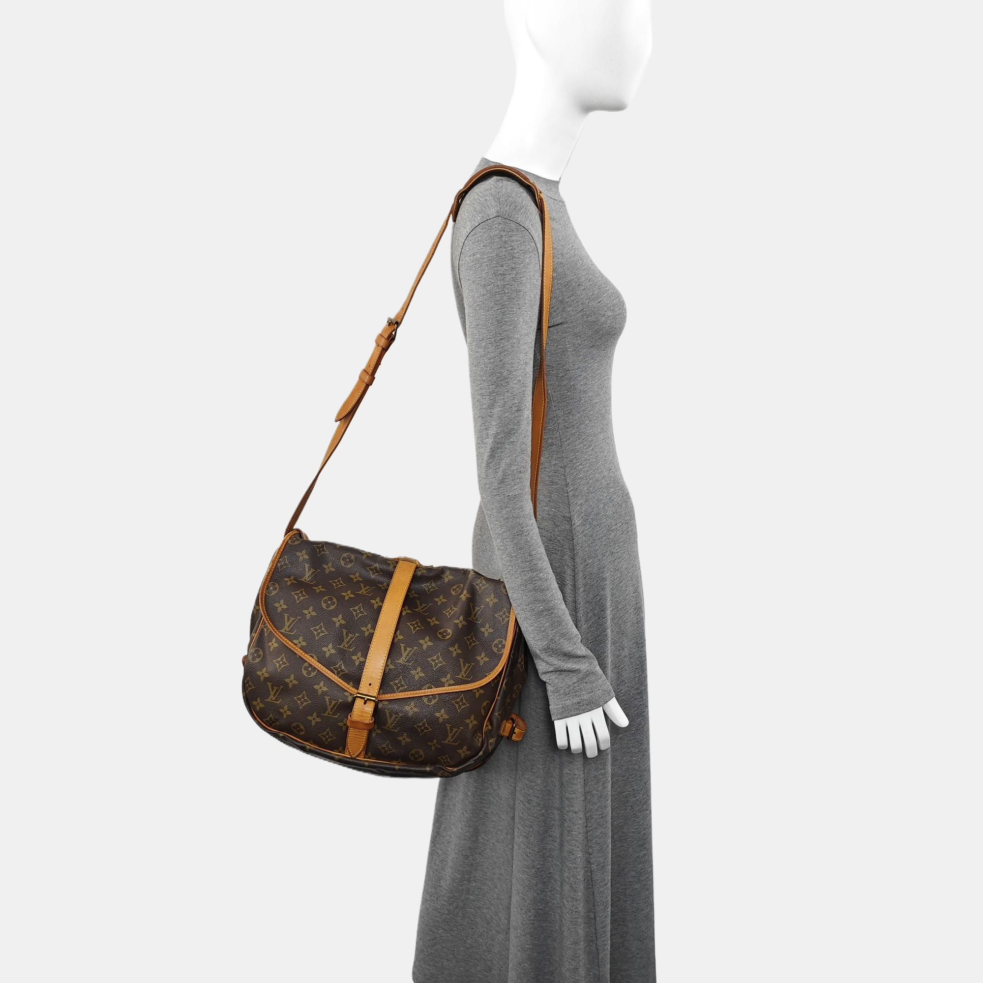 SAUMUR 35 Monogram Coated Canvas Brown