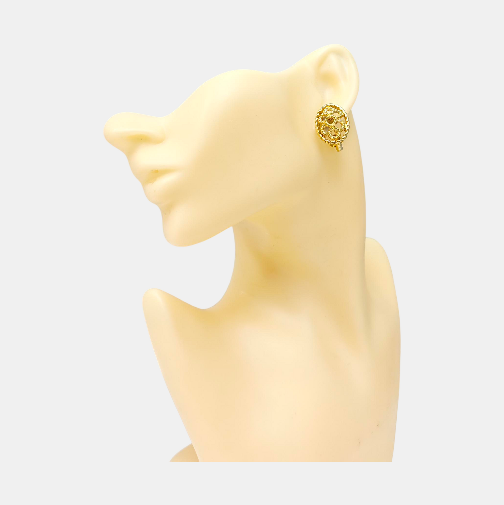 Twist Round Metal Gold Clip On Earrings