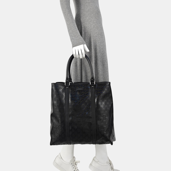 Monogram Coated Canvas Tote Bag Black