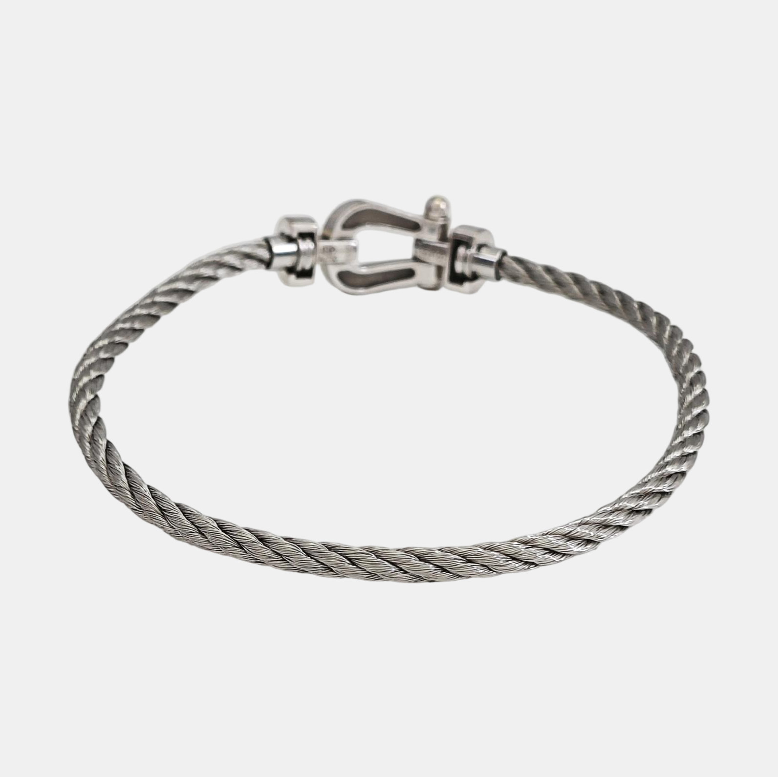 Force 10 18k White Gold Silver Bangle