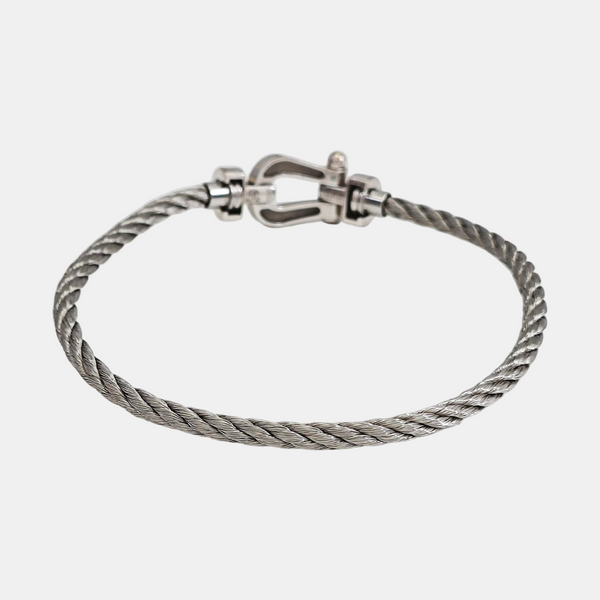 Force 10 18k White Gold Silver Bangle