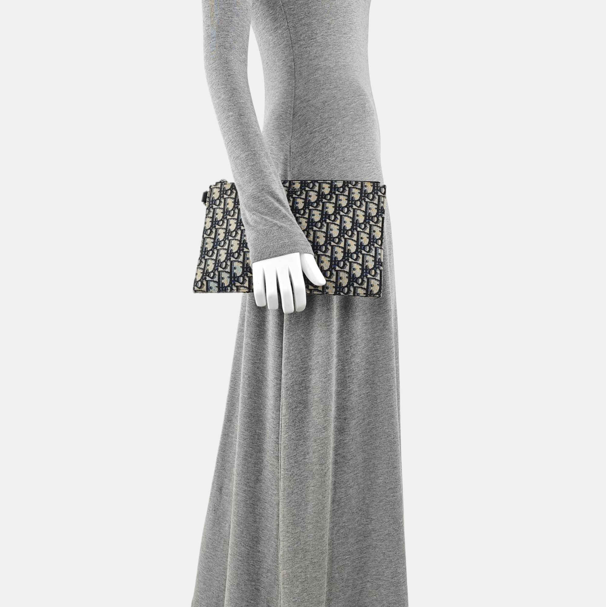 Oblique Canvas Clutch Blue