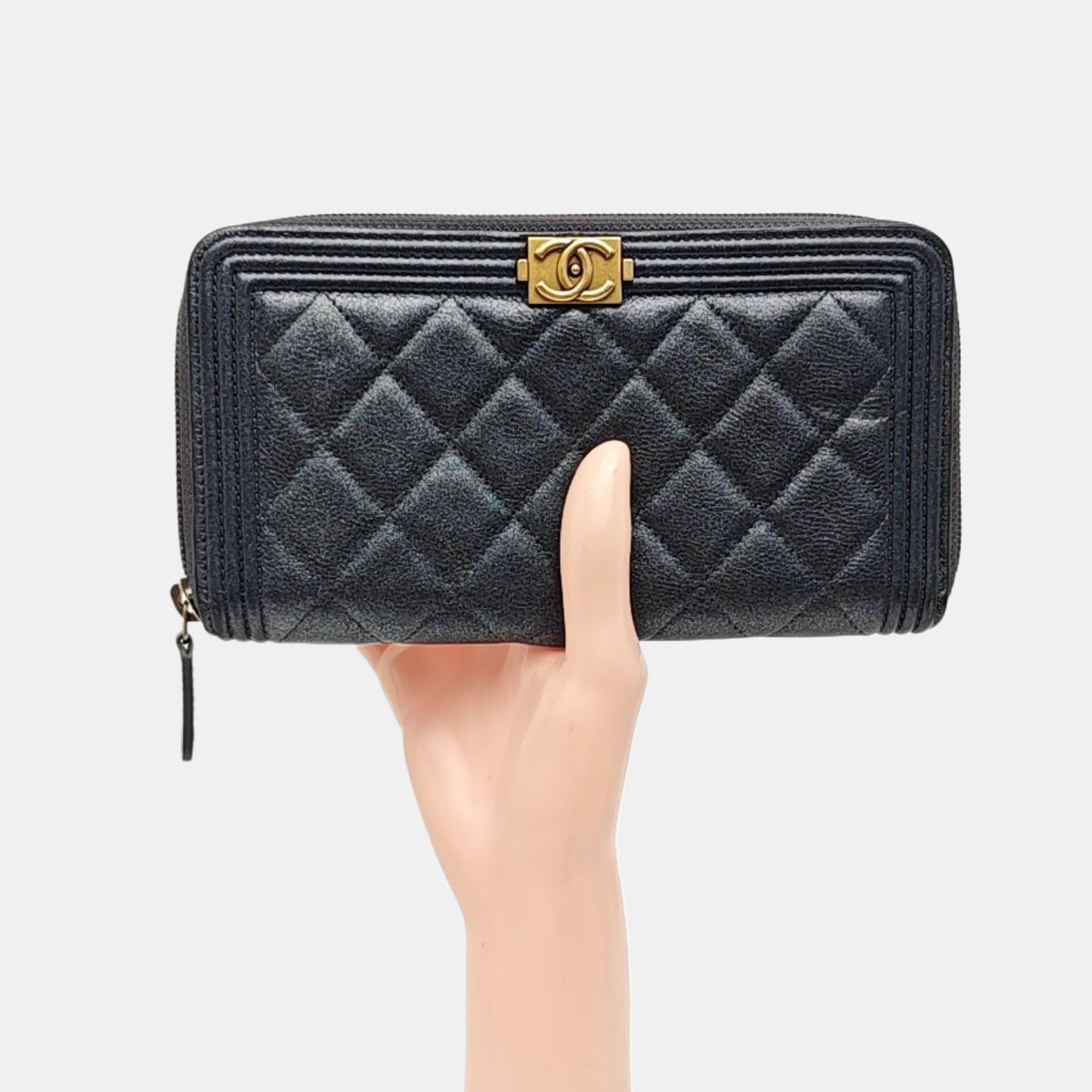 BOY CHANEL Mini Quilted Calfskin Blue Wallet