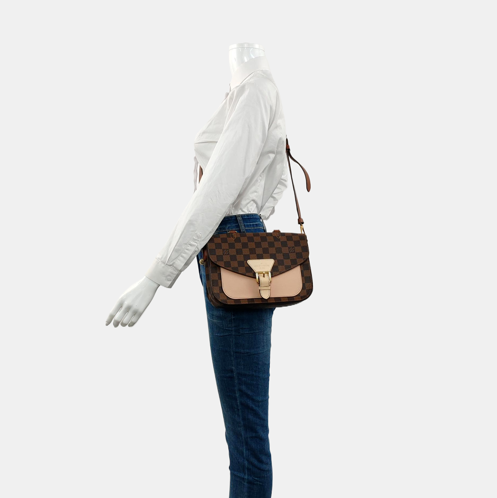 BEAUMARCHAIS Damier Ebene Coated Canvas Brown
