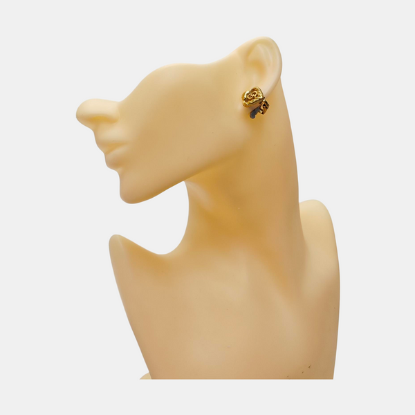 Twist Round Metal Gold Clip On Earrings