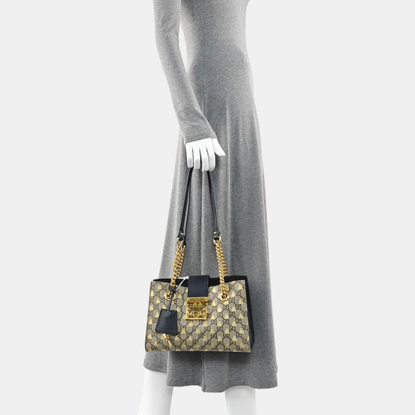 Padlock Small Monogram Coated Canvas Beige