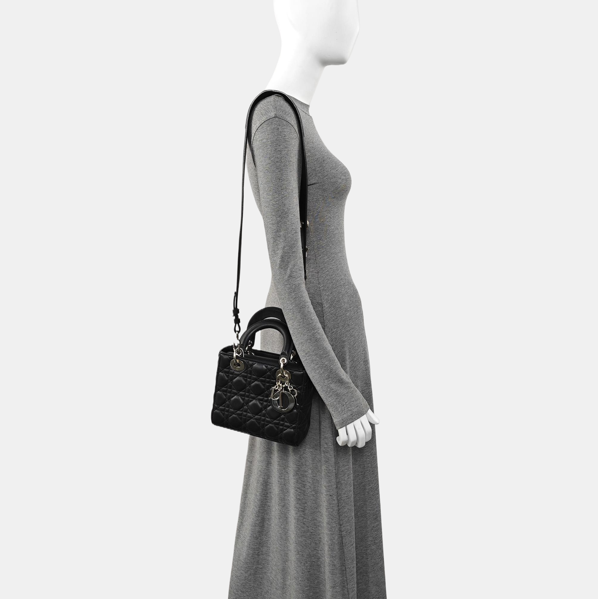 Lady Dior Pequeño Piel de Cordero Acolchado Negro