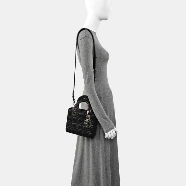 Lady Dior Pequeño Piel de Cordero Acolchado Negro