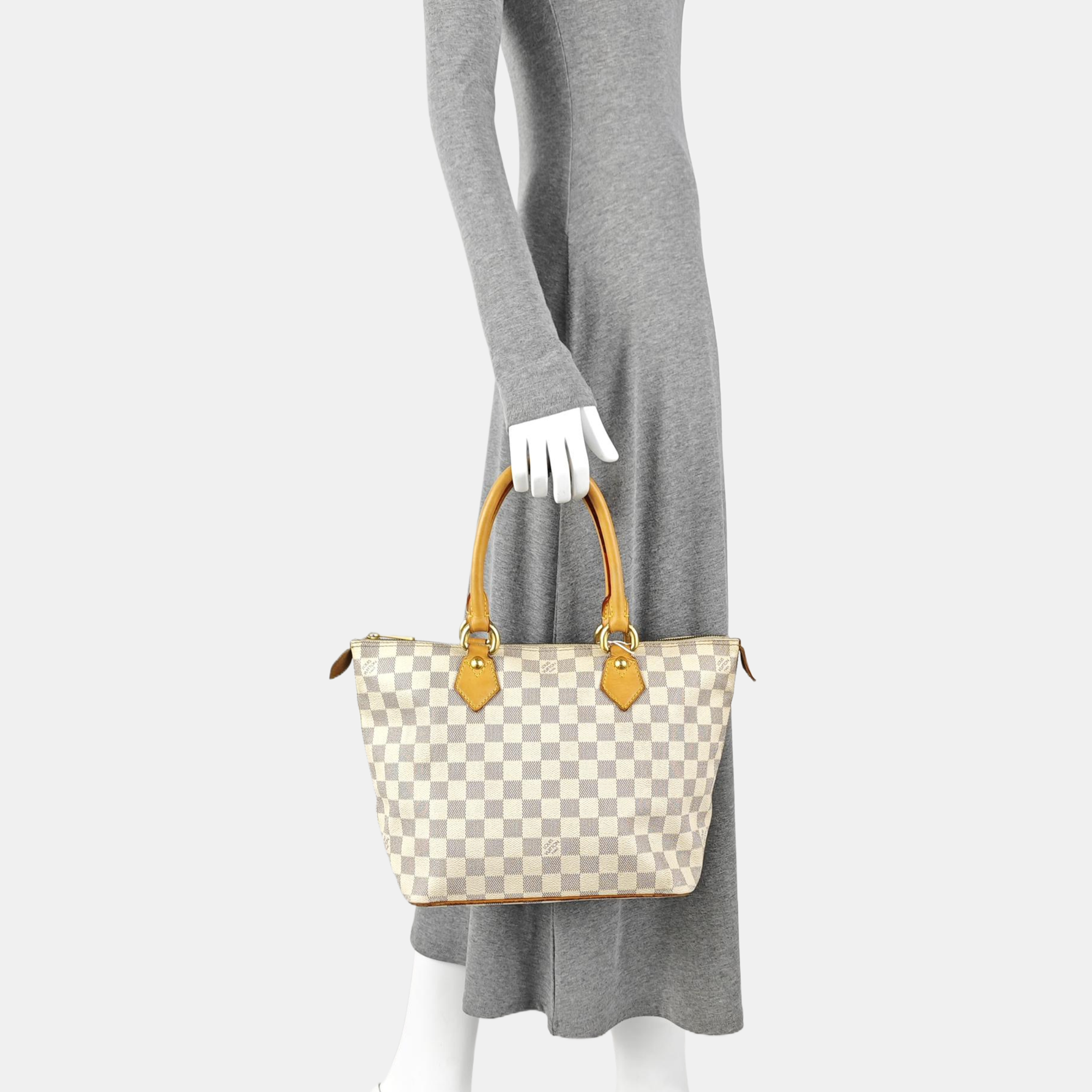 SALEYA PM Damier Azur Coated Canvas White