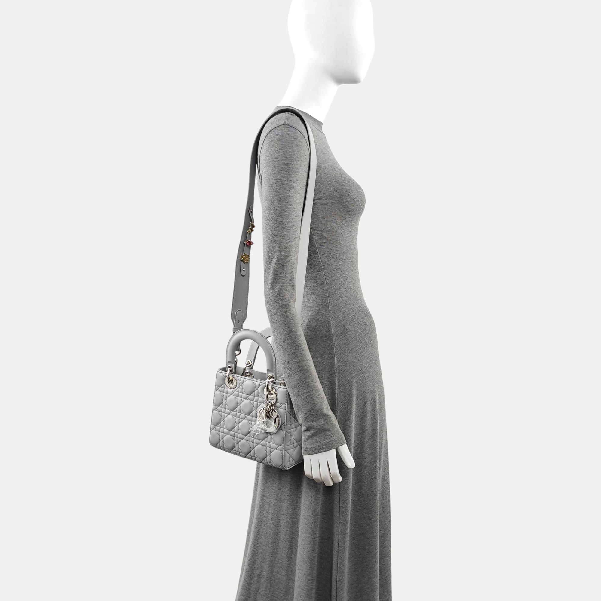 Lady Dior Small Cannage Lambskin Gray