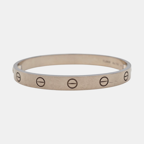 LOVE 18k White Gold Silver Bangle