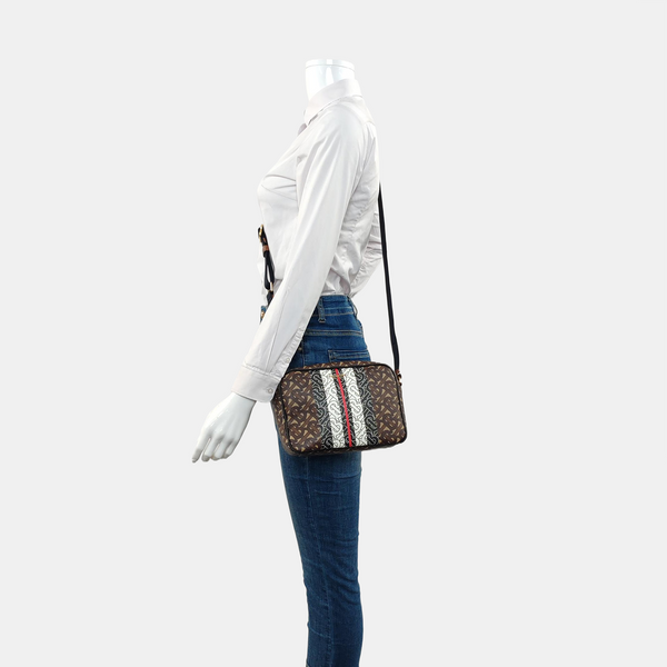 Coated Canvas Crossbody Bag Brown
