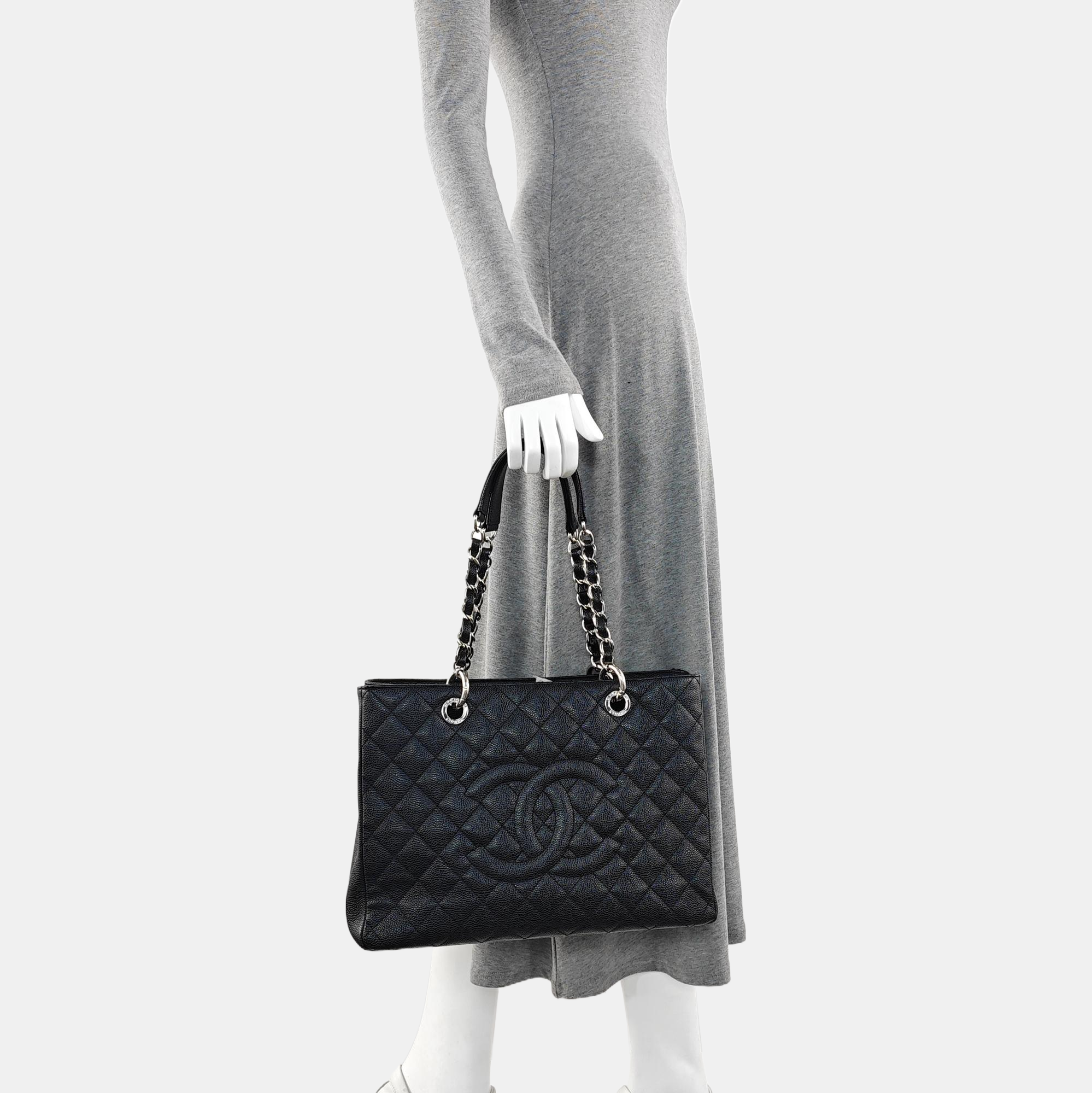 CHANEL GST Large Quilted Grained Calfskin Black