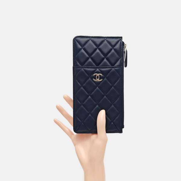 Quilted Lambskin Wallet Blue