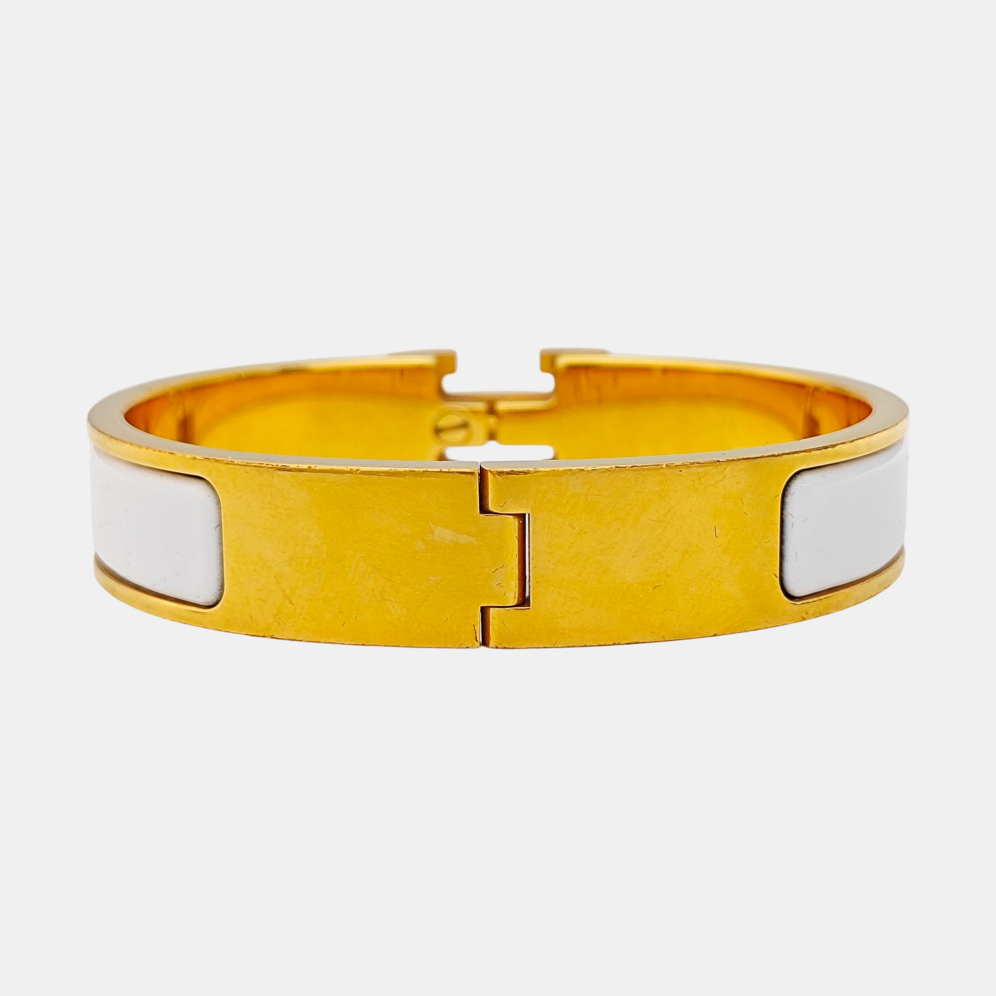 Clic H Metal White Bangle