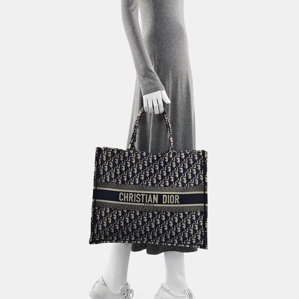 Book Tote Large Oblique Canvas Blue