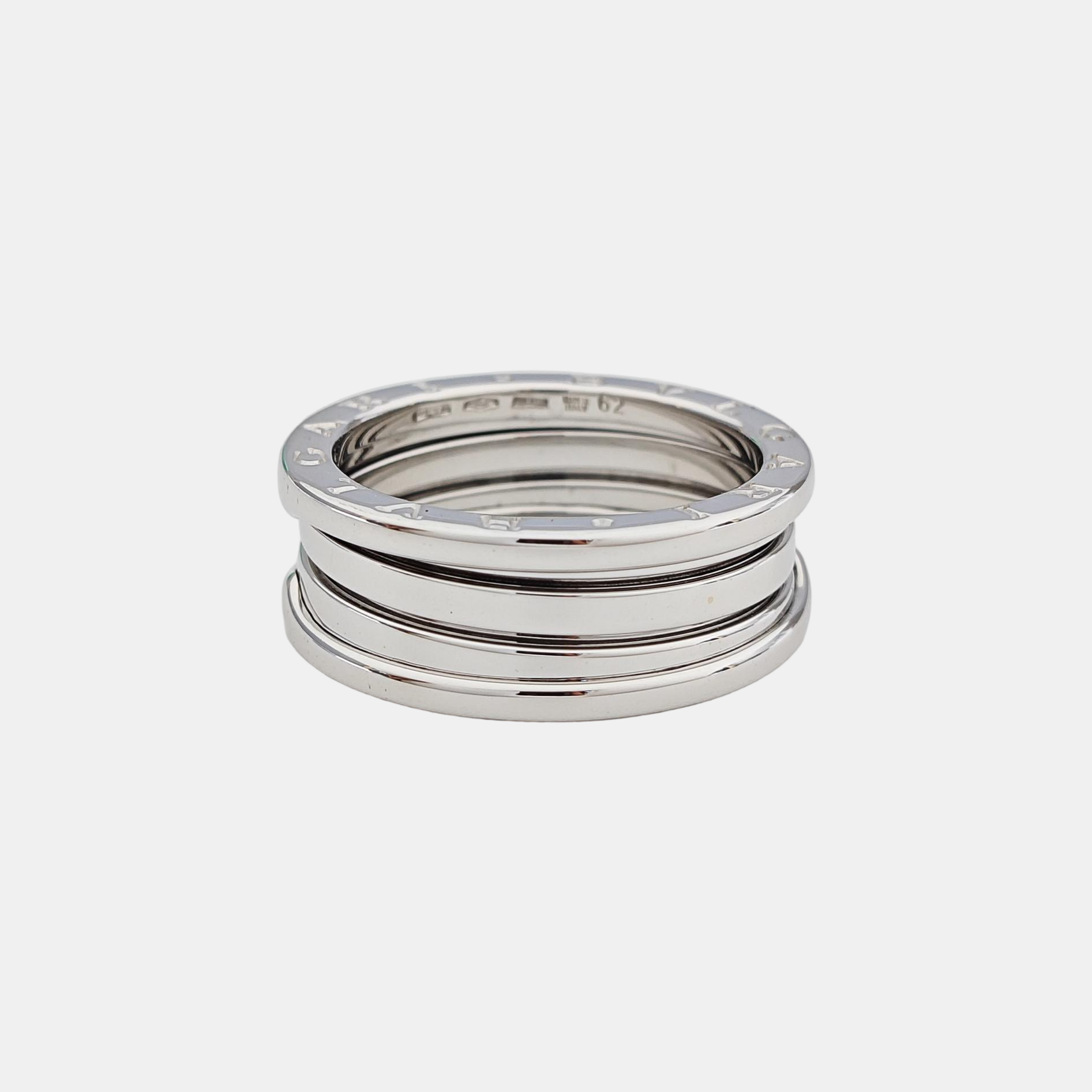 B.ZERO1 18k White Gold Silver Ring EU 62