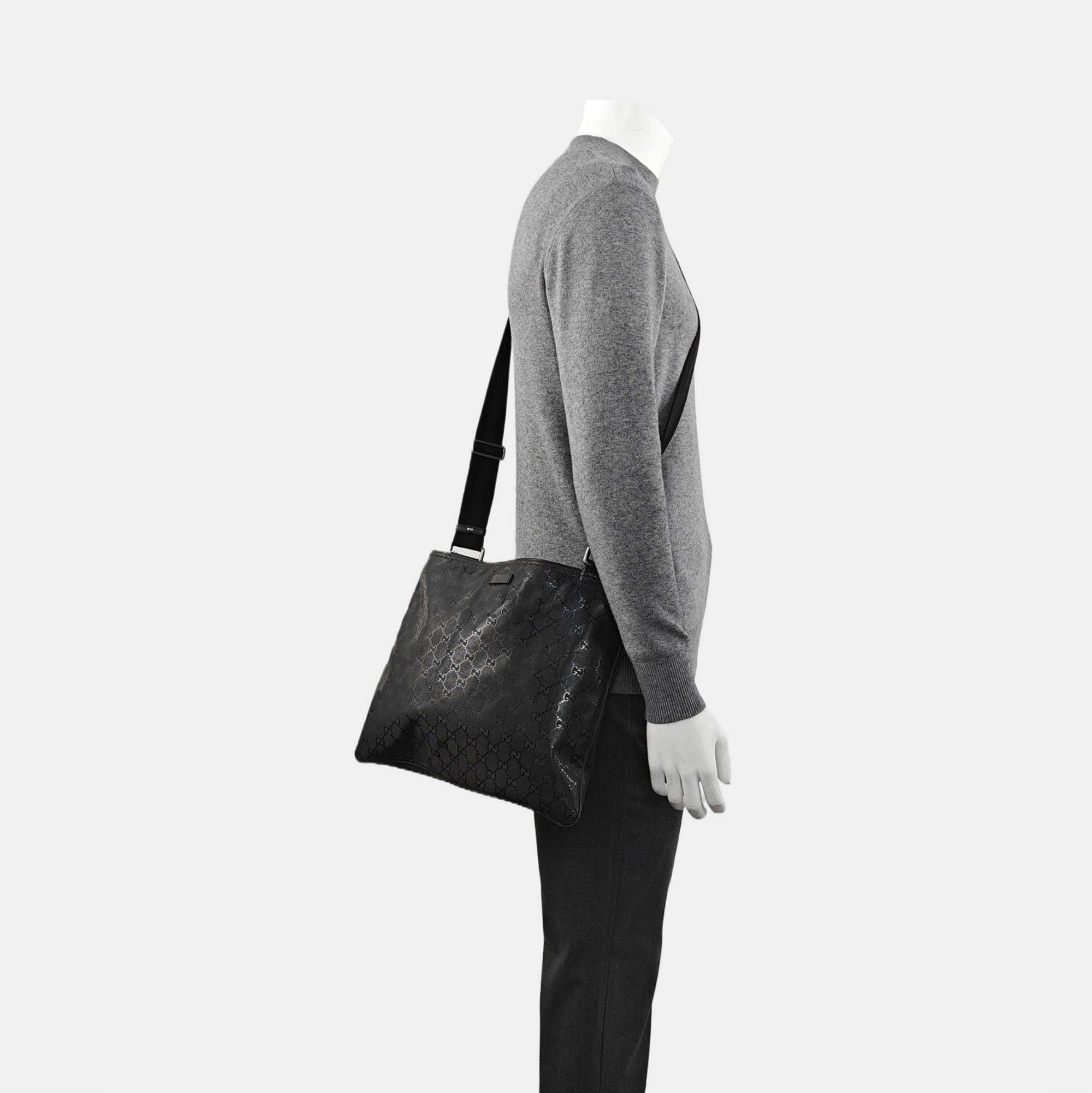 Monogram Coated Canvas Shoulder Bag Black