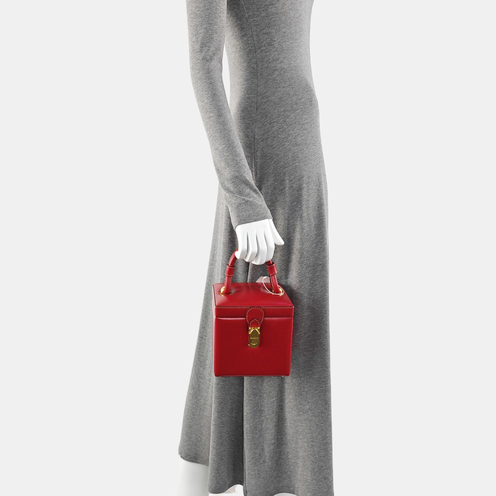 Calfskin Top Handle Bag Red