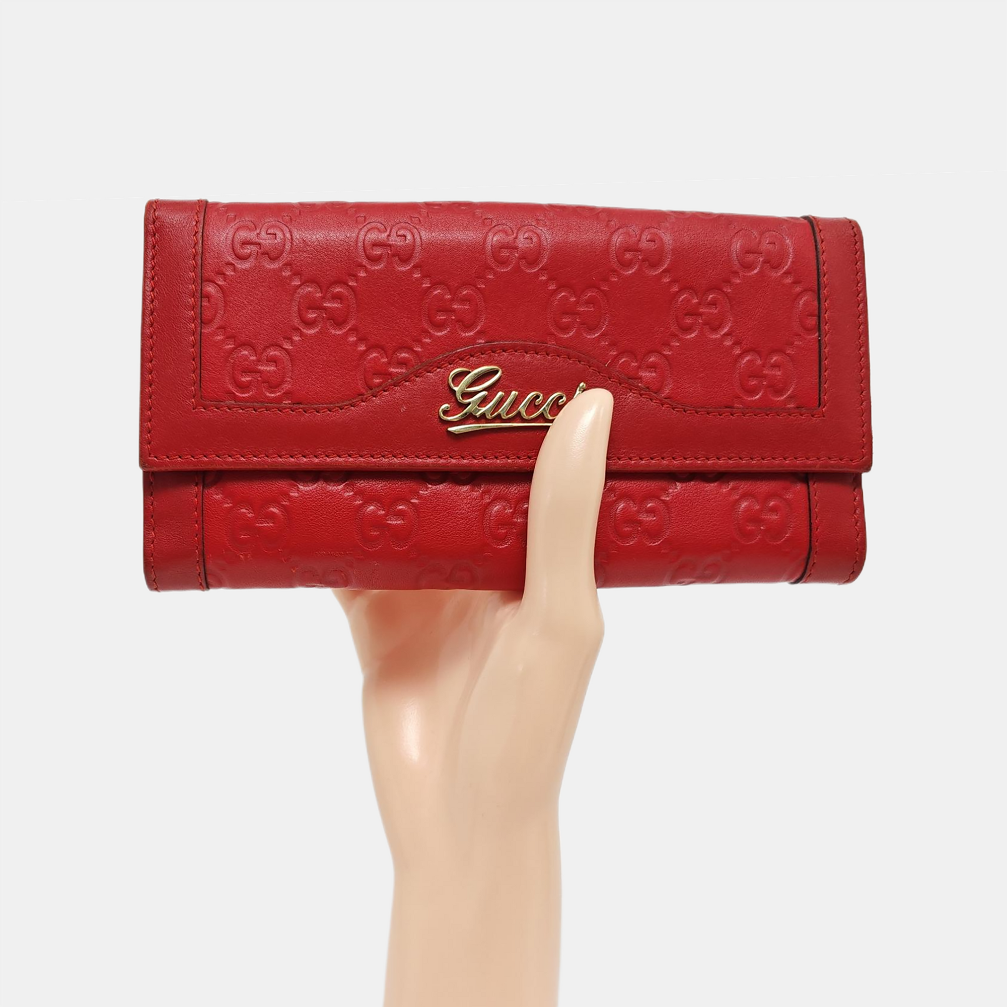 Monogram Calfskin Wallet Red