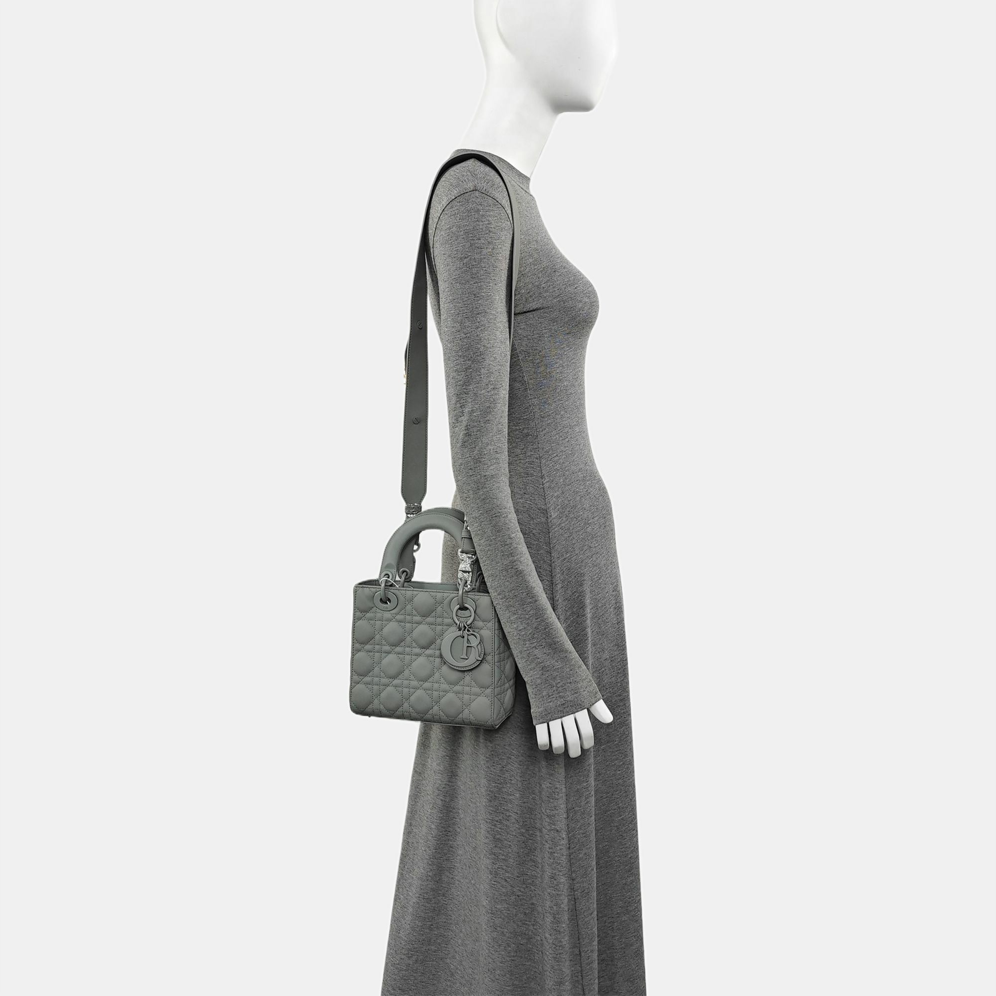 Lady Dior Small Cannage Lambskin Gray