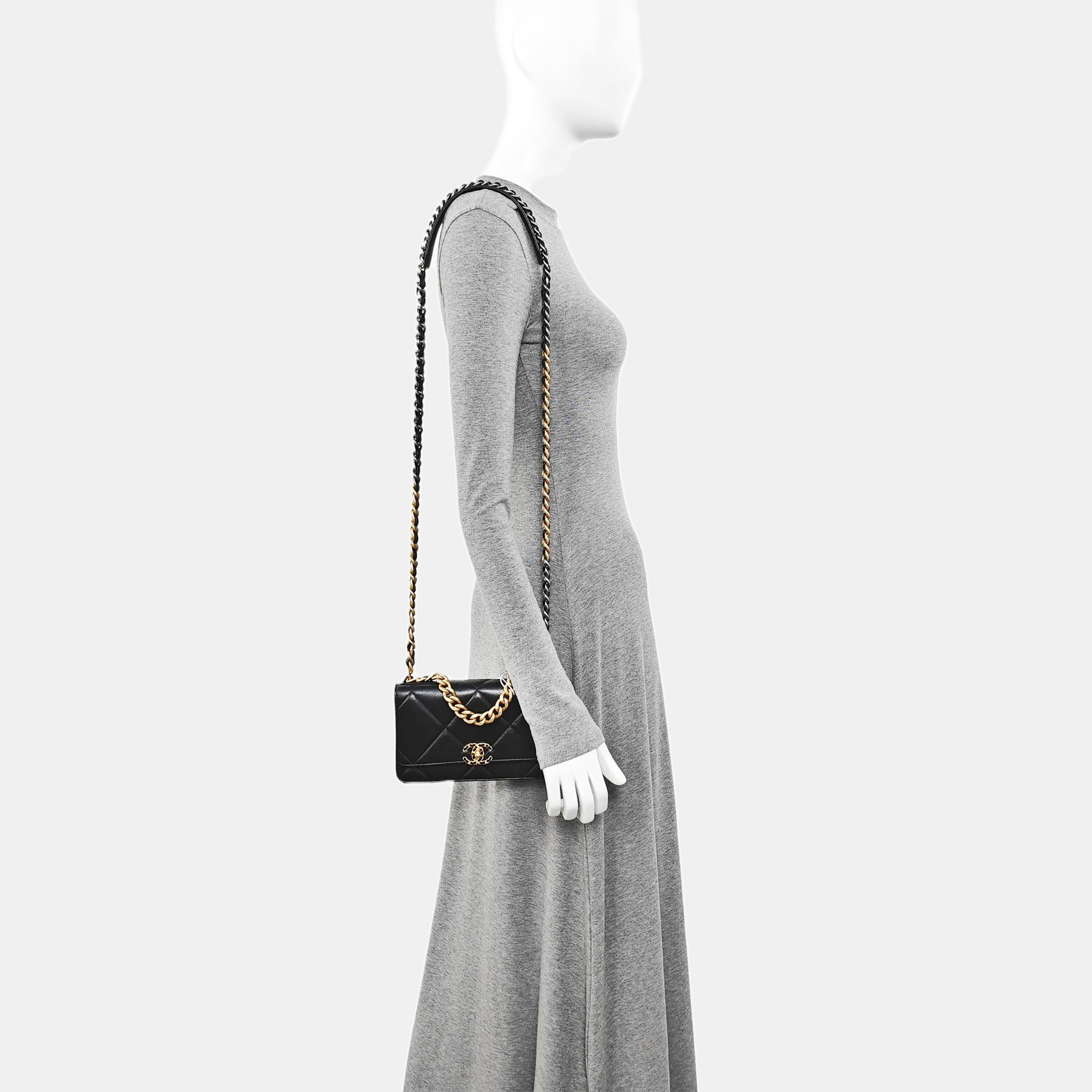 CHANEL 19 WOC Quilted Lambskin Gray
