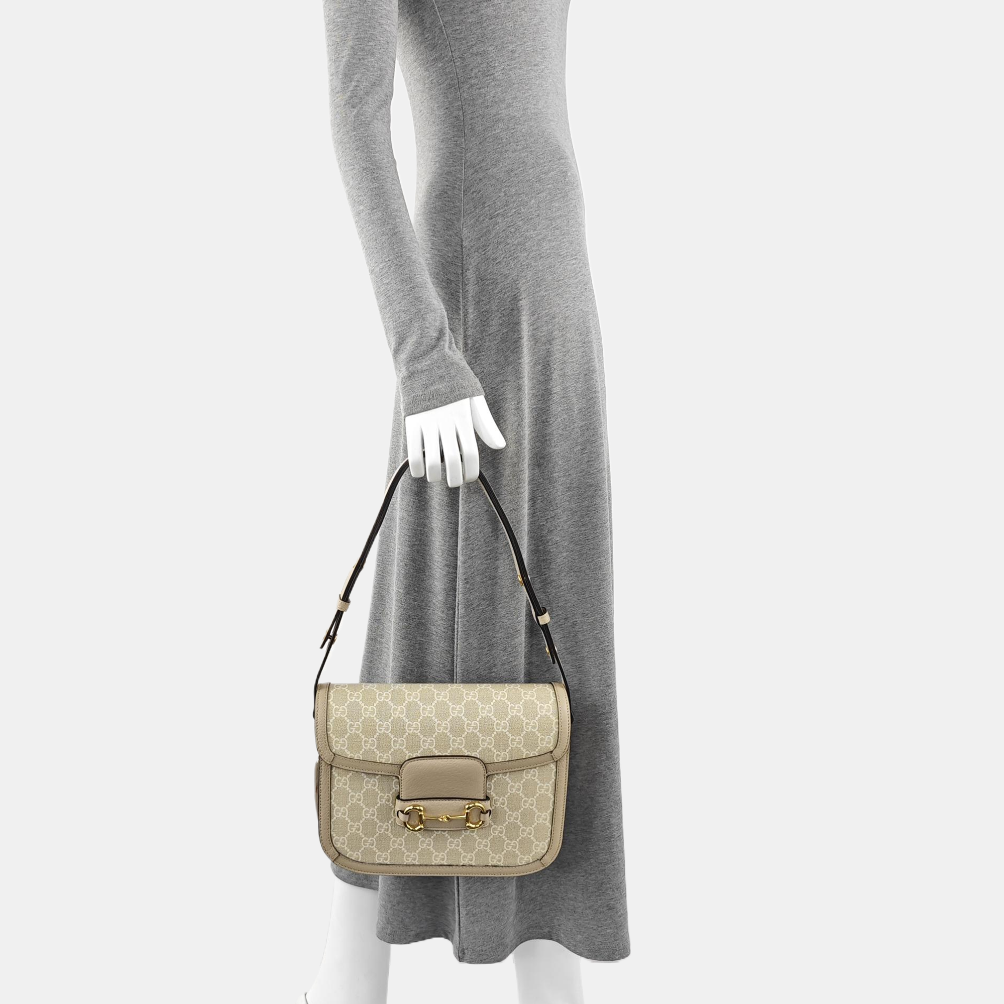 Horsebit 1955 Small Monogram Coated Canvas Beige