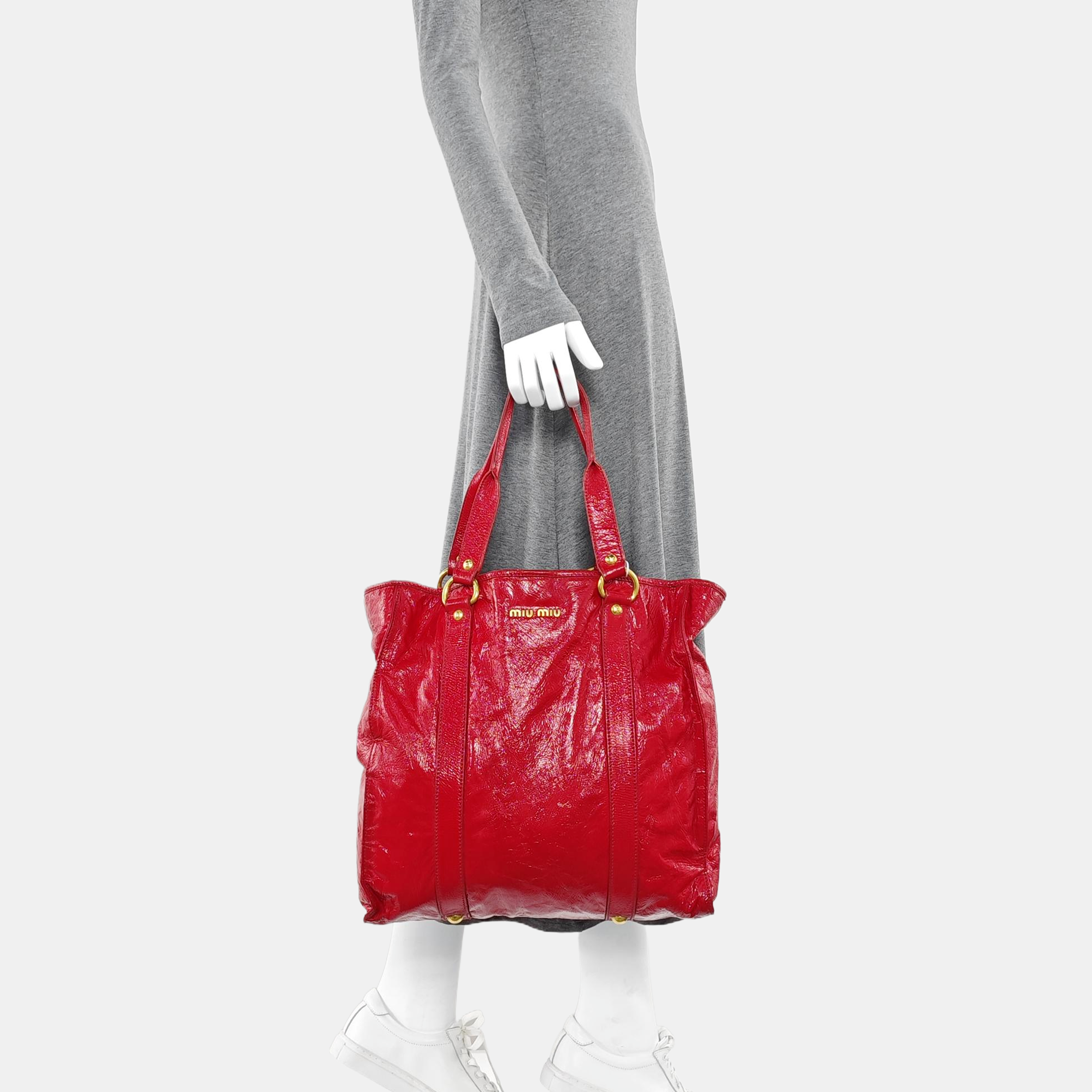 Calfskin Top Handle Bag Red