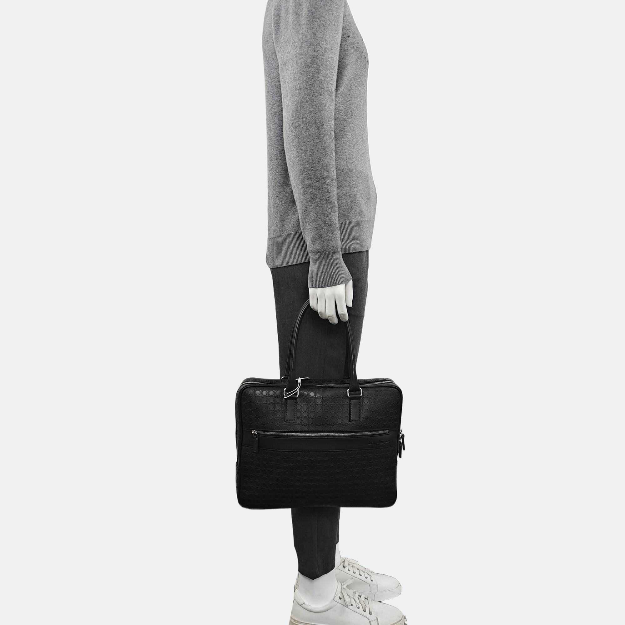 Calfskin Top Handle Bag Black