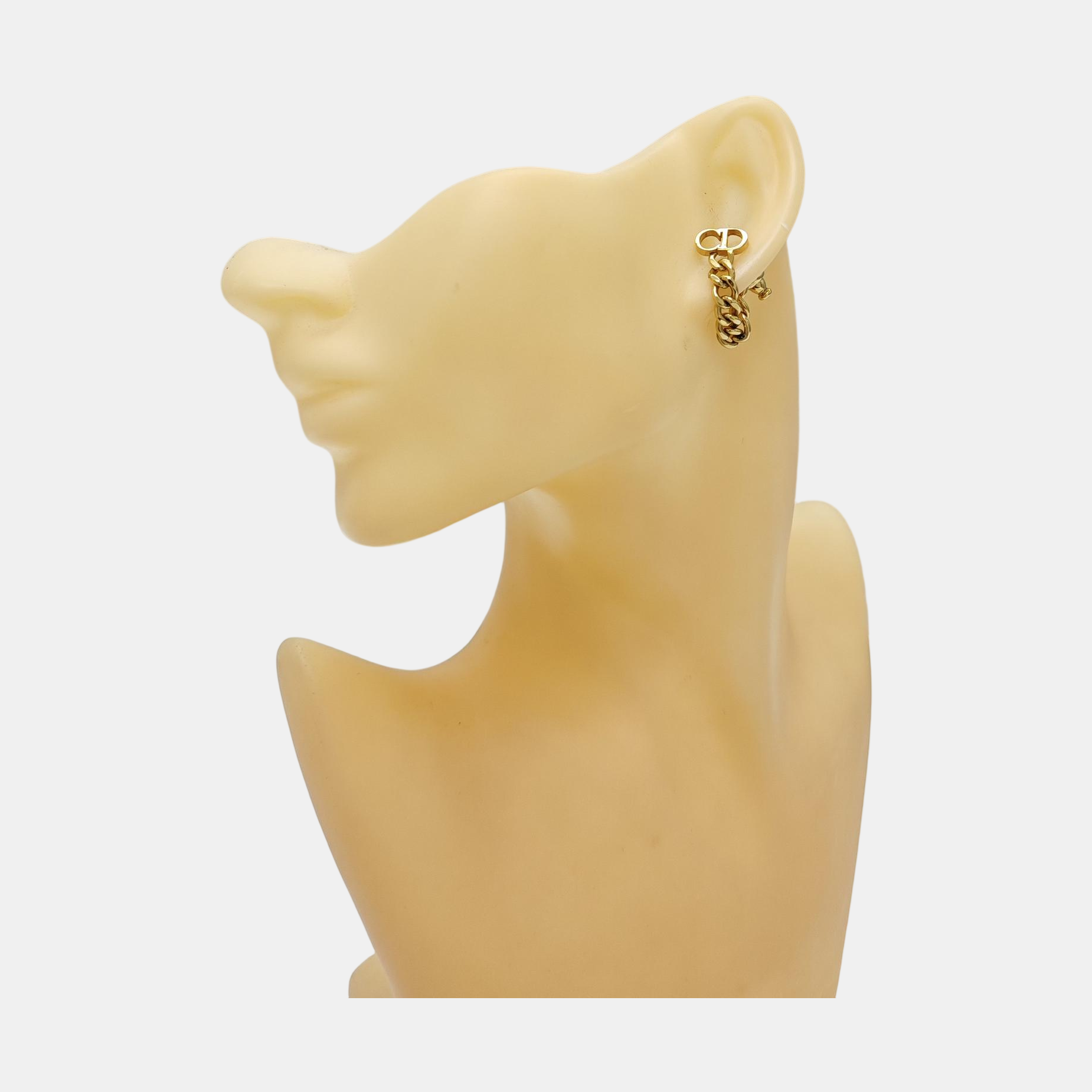 CD Icon Metal Gold Stud Earrings