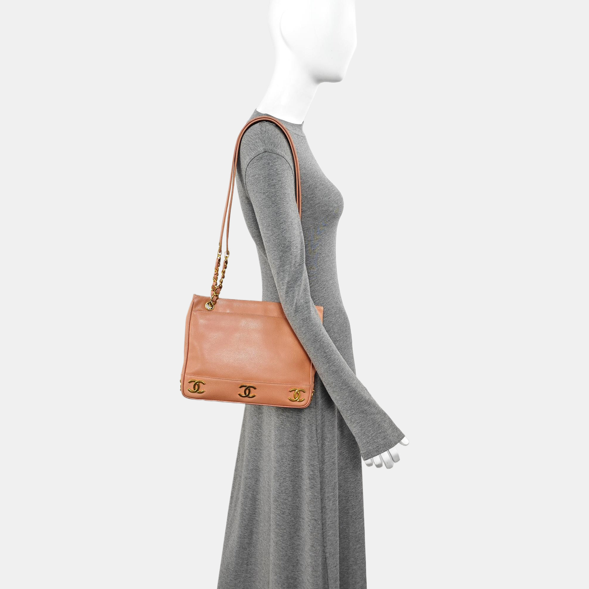 Grained Calfskin Tote Bag Pink
