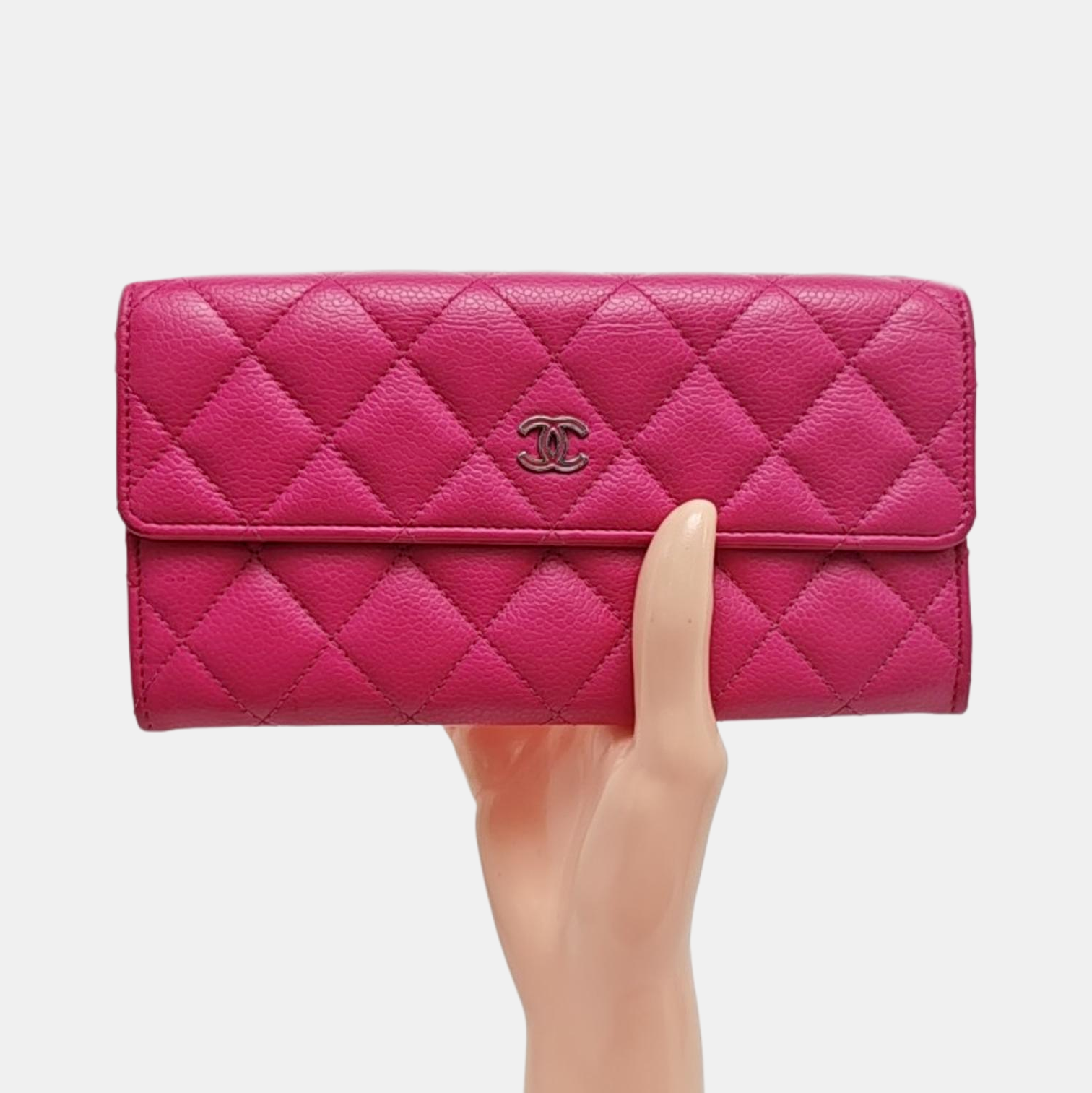 Quilted Grained Calfskin Wallet Red