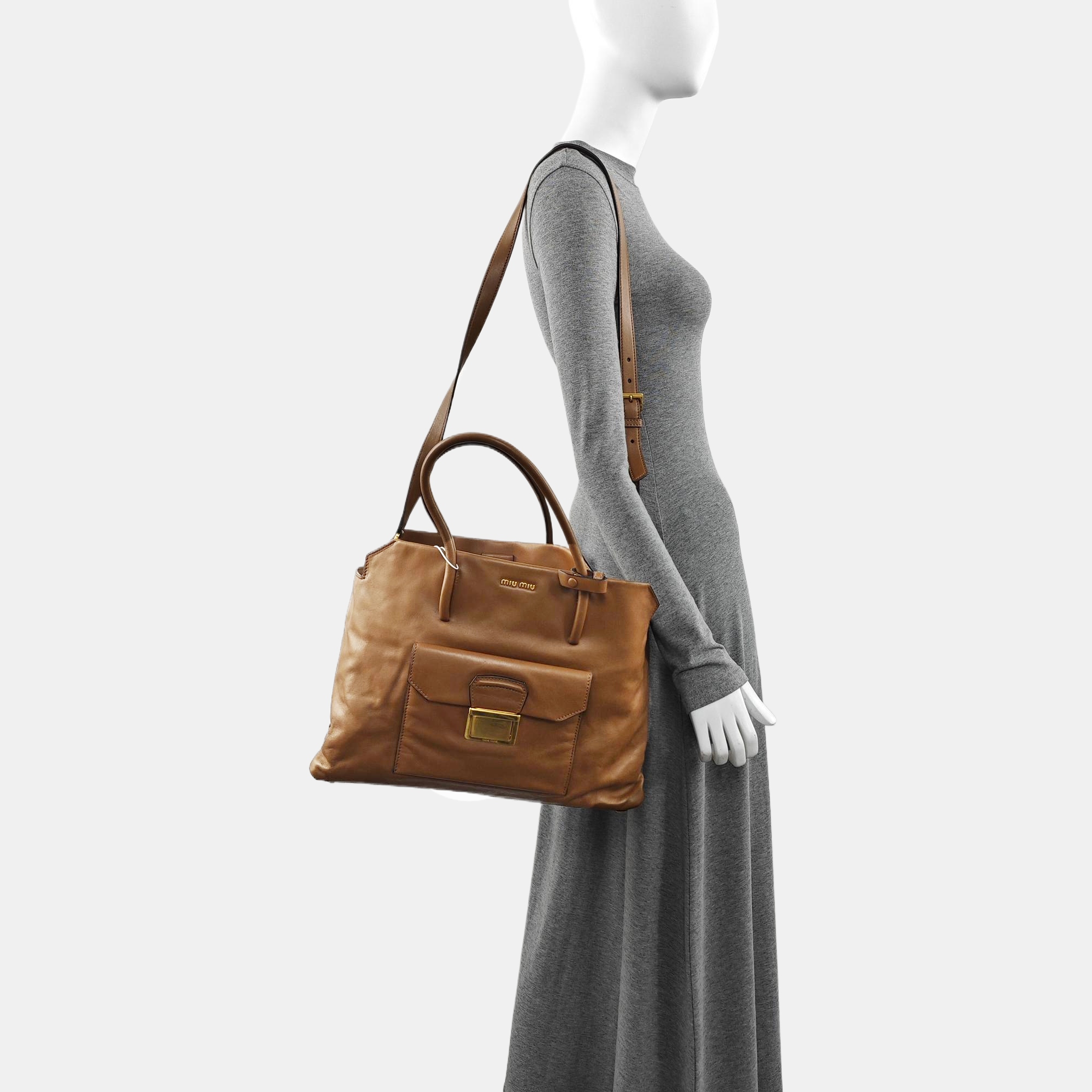 Calfskin Shoulder Bag Brown
