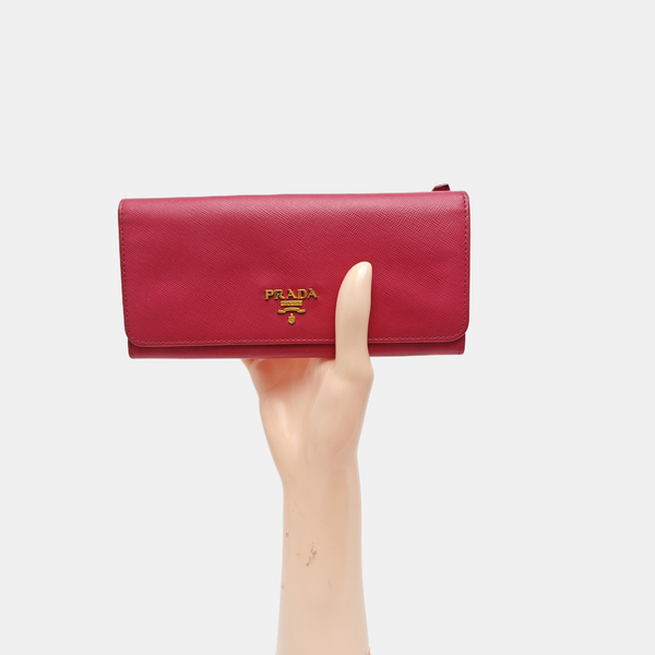 Fold Wallet Saffiano Calfskin Red Wallet