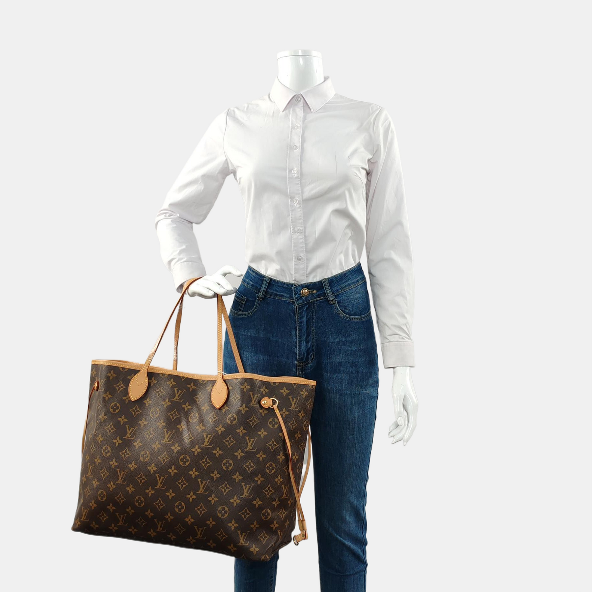 NEVERFULL GM Monogram Coated Canvas Brown