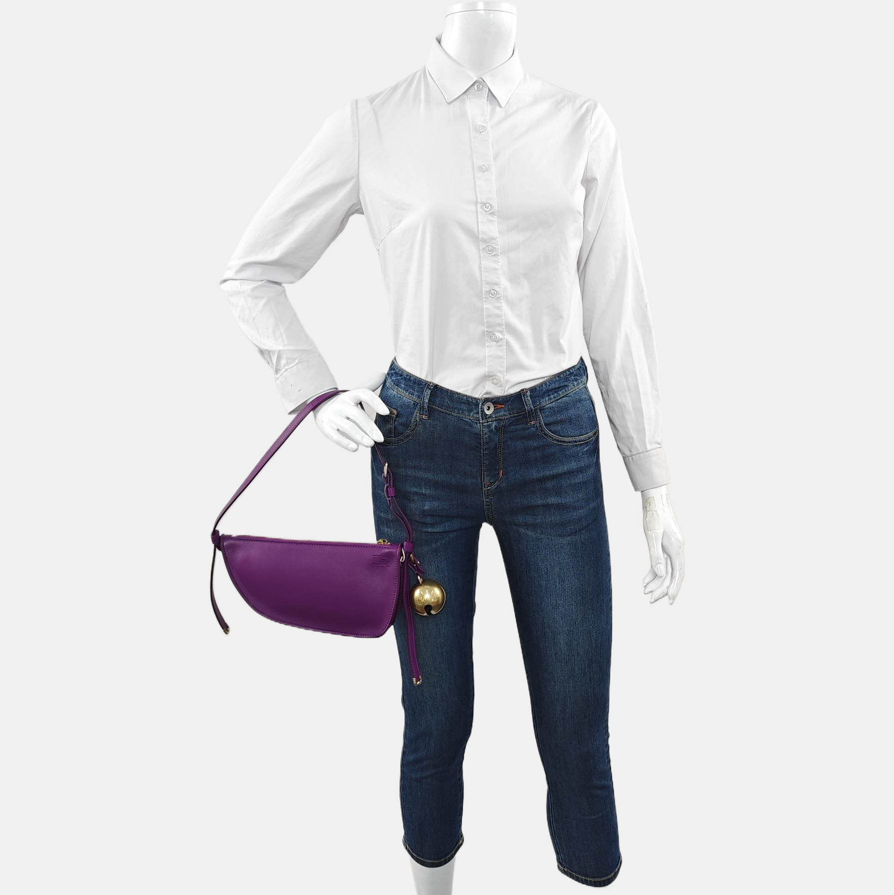 Calfskin Top Handle Bag Mini Purple