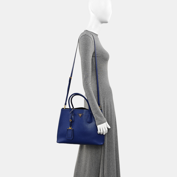 Double Large Saffiano Calfskin Blue