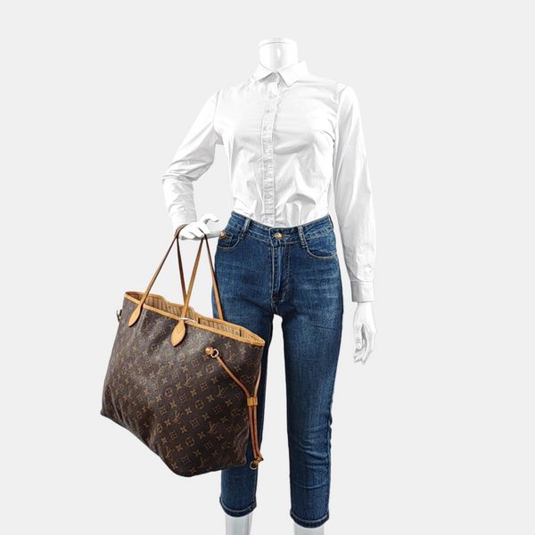 NEVERFULL GM Monogram Coated Canvas Brown