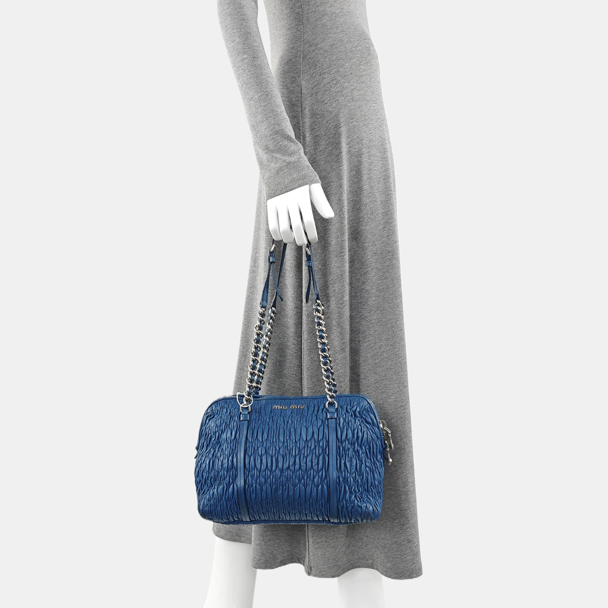 Quilted Lambskin Shoulder Bag Blue