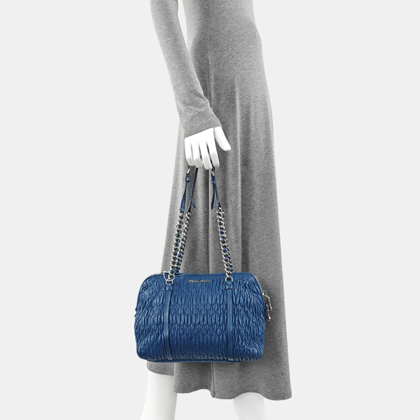 Quilted Lambskin Shoulder Bag Blue