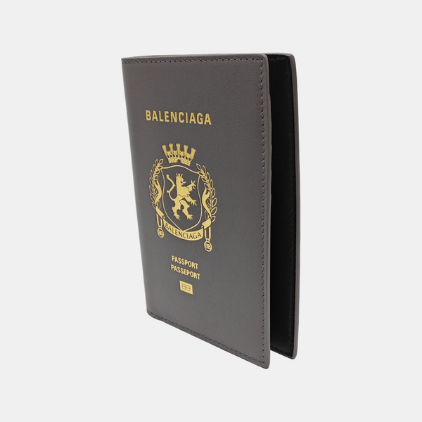 Calfskin Passport Holder Gray