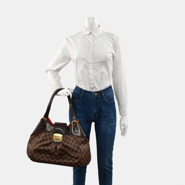 SISTINA MM Damier Ebene Coated Canvas Brown