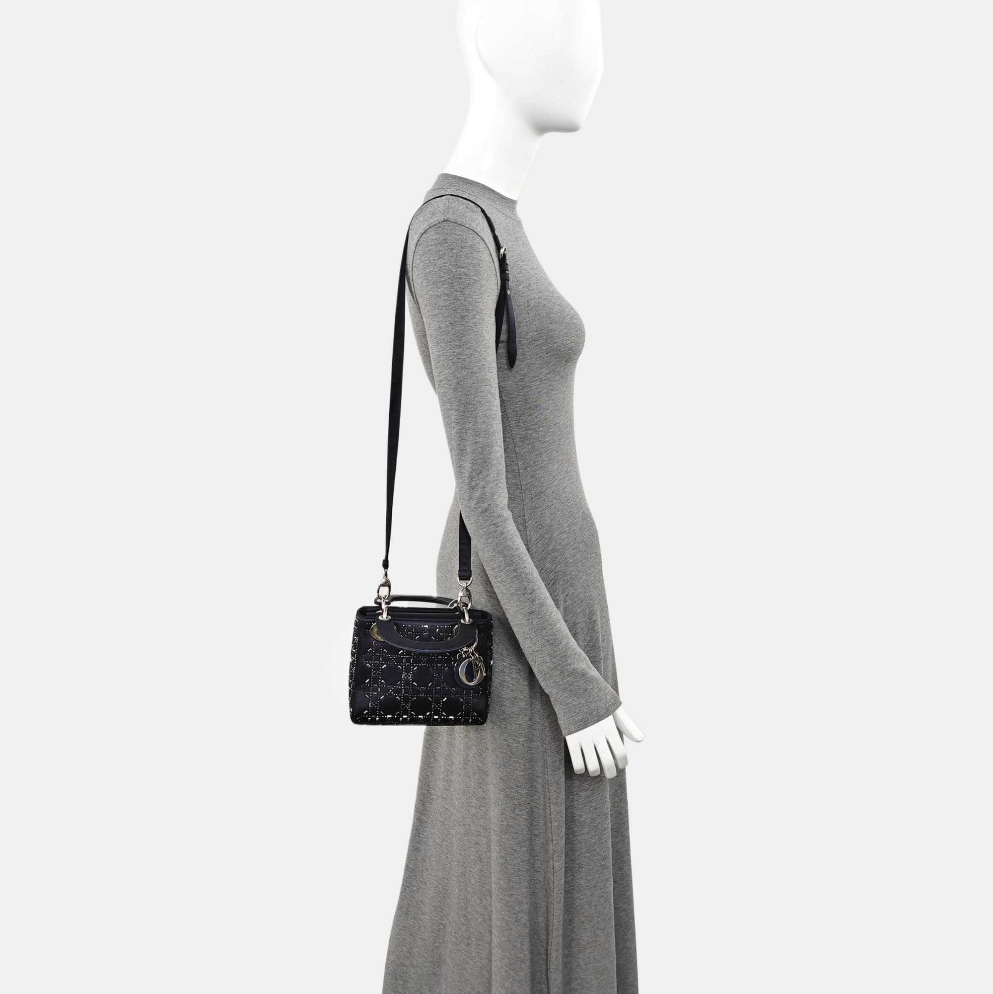 Lady Dior Mini Silk Satin Blue