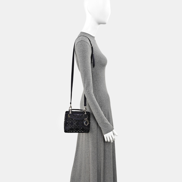 Lady Dior Mini Silk Satin Blue