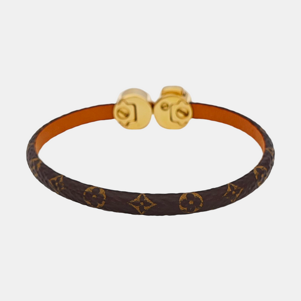 Pulsera rígida HISTORIC MINI MONOGRAM de cuero marrón