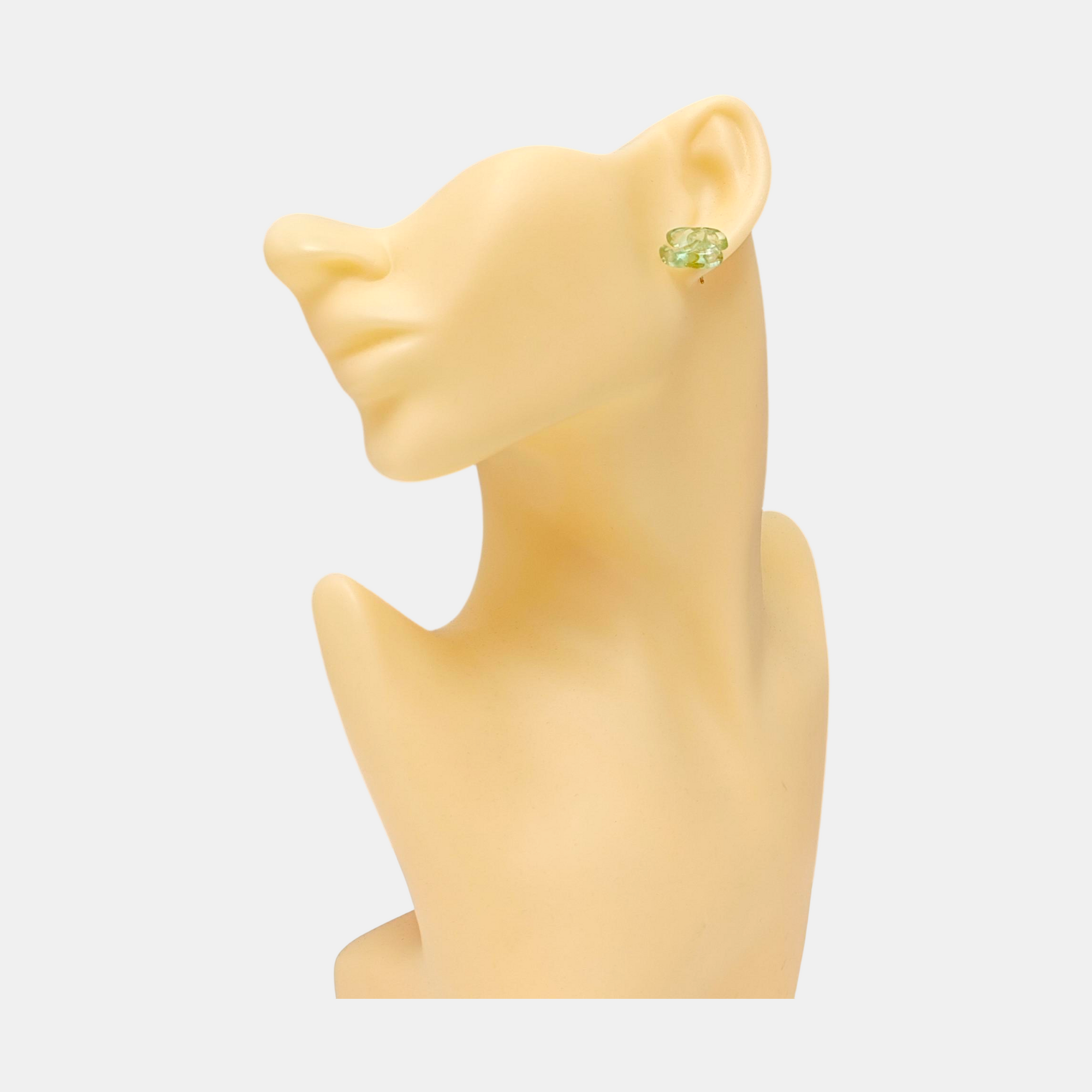 CC Logo Metal Green Stud Earrings