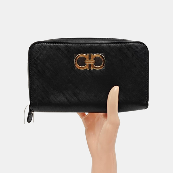 Gancini Calfskin Black Wallet