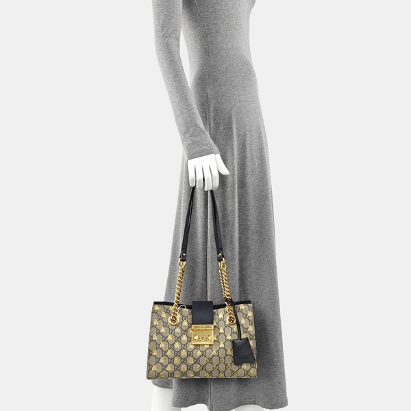 Padlock Small Monogram Coated Canvas Beige