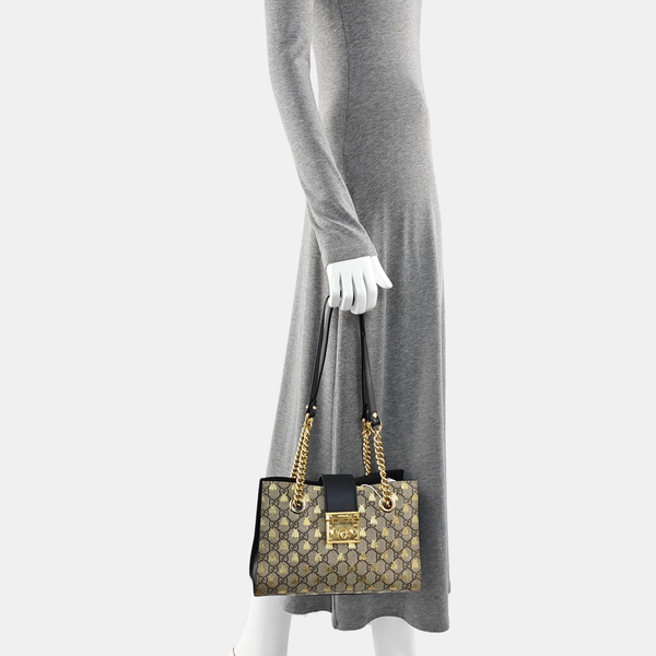 Padlock Small Monogram Coated Canvas Beige