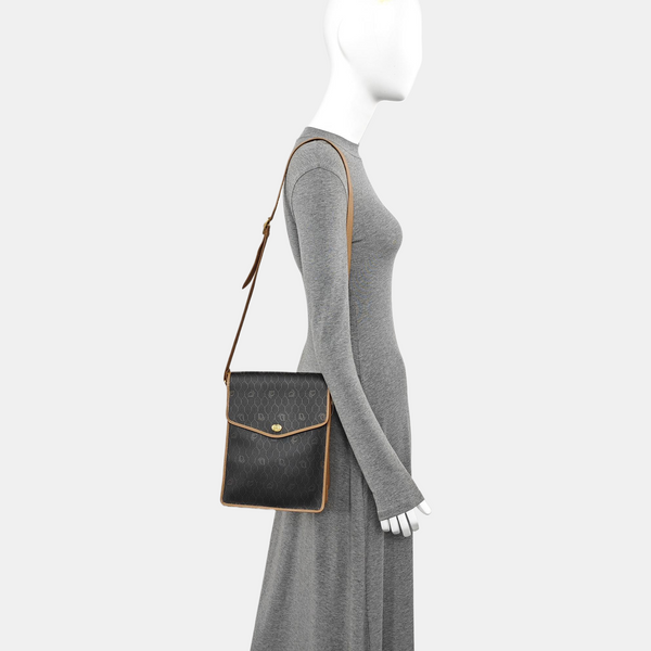 Coated Canvas Crossbody Bag Brown
